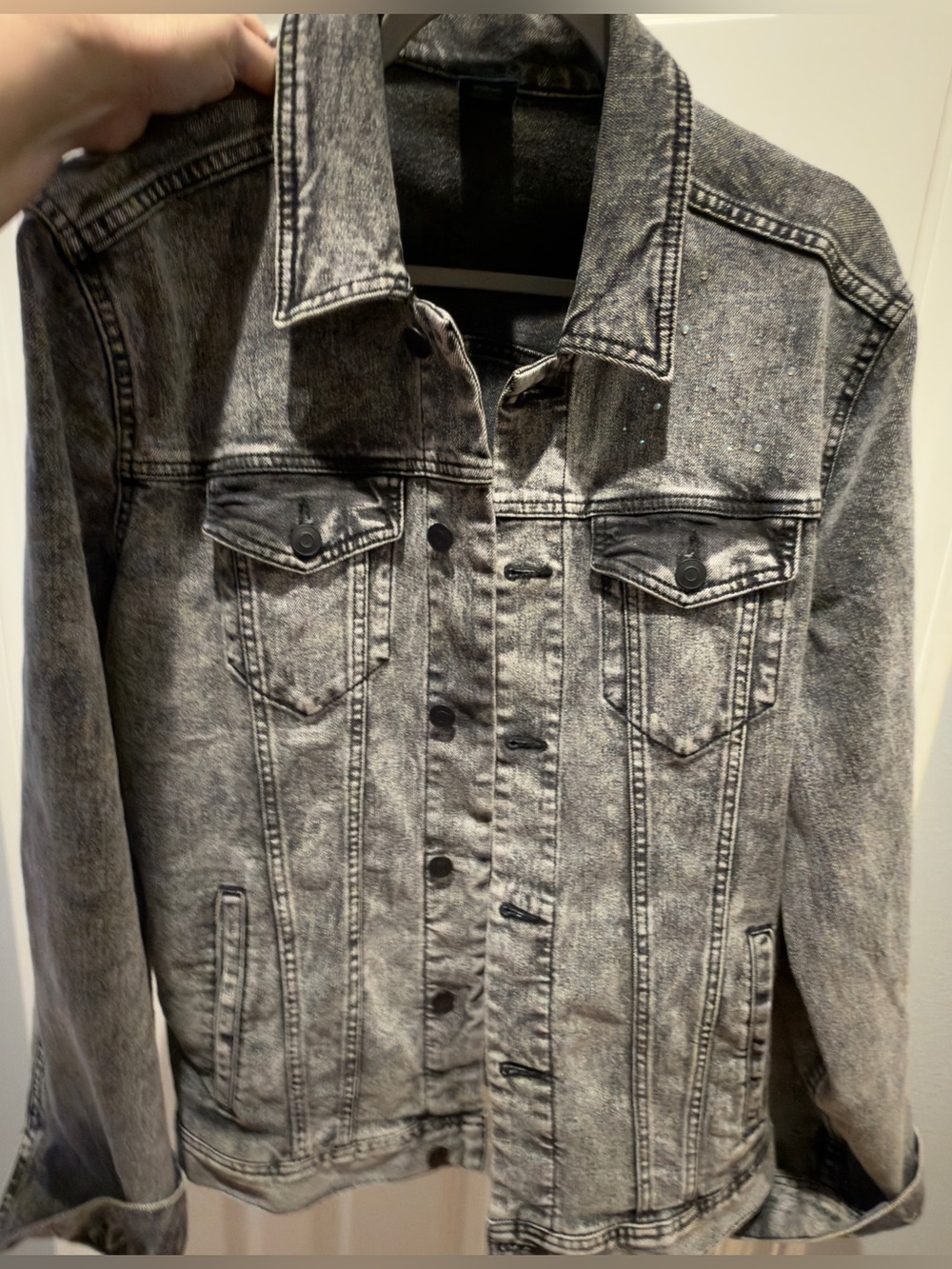 RESERVED Female profile on Jacket XXL LEVI’S. Handmade. + female face green top - Picture 7 of 10